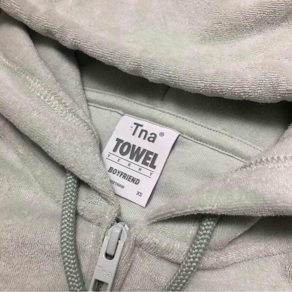 TNA towel terry boyfriend zip up hoody